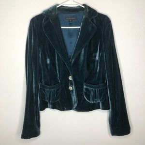 Banana Republic Teal Cropped Velvet Blazer